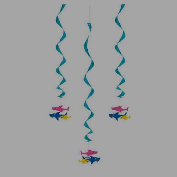 Baby Shark Hanging Swirl Decorations – Party Streamers – 3-PK - Picture 2 of 5